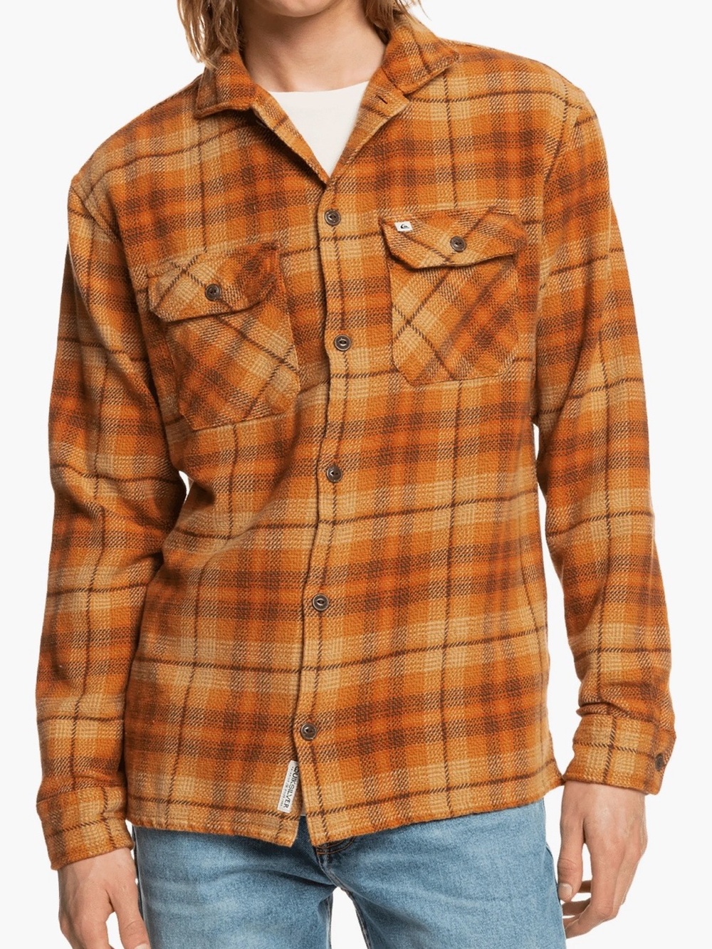 Quicksilver Heavy Flannel Cotton Shirt Size L Cabin Grunge Skater Kurt Cobain